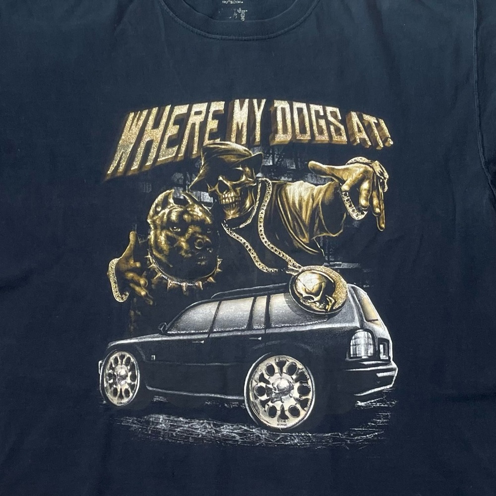 Y2K Freeze Where My Digs At? T Shirt Black Gold